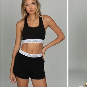 Goldhinge Black and White Sports Bra & Lined Shorts Matching Set